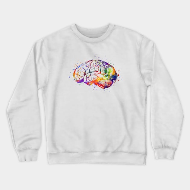 Human Brain Anatomy Watercolor Medicine Gift Crewneck Sweatshirt by LotusGifts